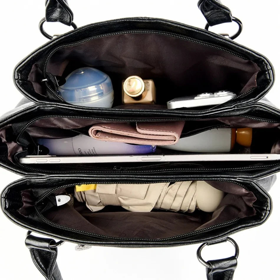 VANDERWAH 3-Layer Designer Shoulder Bag - Luxury Crossbody Tote | OWNLUXE