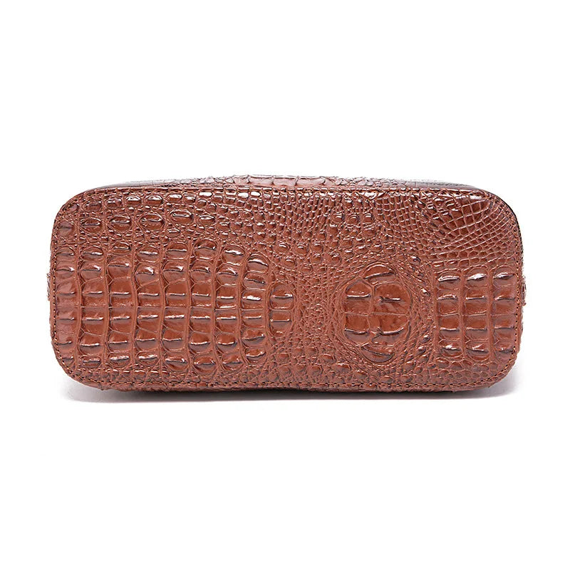 Crocodile Embossed Leather Handbag - Classic Shoulder Bag