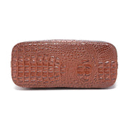 Crocodile Embossed Leather Handbag - Classic Shoulder Bag