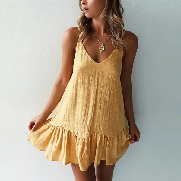 Off-Shoulder Mini Ruffle Dress | OWNLUXE