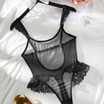 Load image into Gallery viewer, Mesh Shapewear Bodysuit – Ruffled See Through Lingerie
