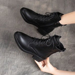 Load image into Gallery viewer, European and American Retro Short Boots Women&#39;s 2023 New Versatile Soft Leather Mid Heel Plush Women&#39;s Boots Zapatillas De Mujer
