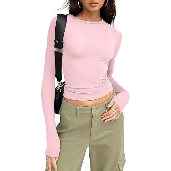Women's Long Sleeve Crew Neck Slim Fit T-Shirt | OWNLUXE