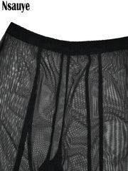 Striped High-Waist Mesh Skinny Leggings | OWNLUXE