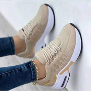 Everyday Low-Heel PU Sneakers – Lace-Up Comfort Shoes