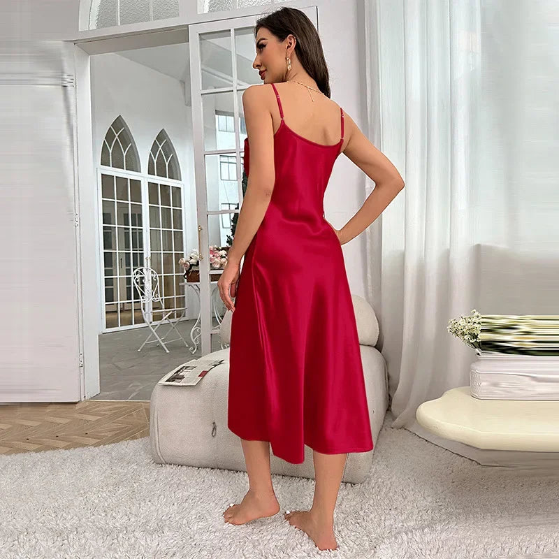 Women’s Silk Knee-Length Nightdress Pajama
