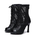 Load image into Gallery viewer, Mesh Zip Dance Ankle Boots – Cuban Heel Ballroom &amp; Latin
