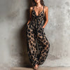 Women's Wide Leg Sleeveless V-Neck Jumpsuit Leopard | OWNLUXE
