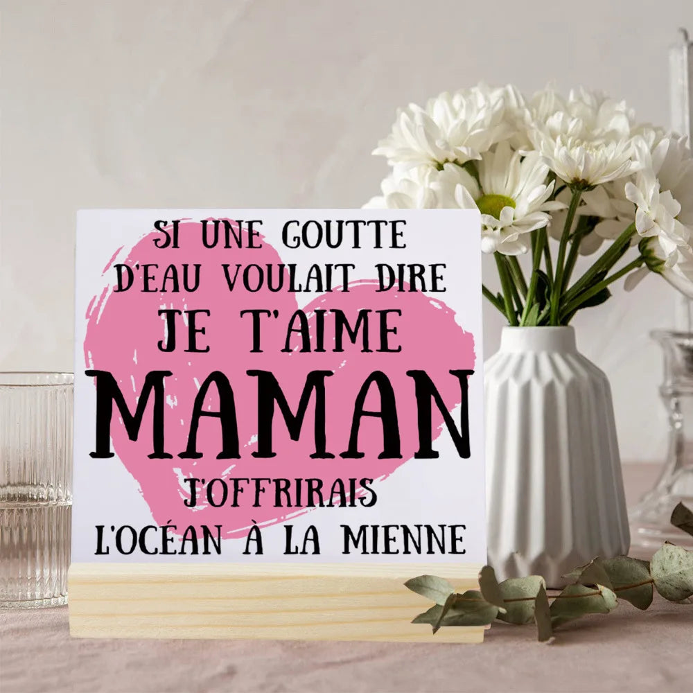 Heartfelt Ceramic Plaque Gift for Mom with Stand