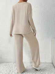 Two-Piece Polyester Pajama Set (Apricot) – Shop at OWNLUXE