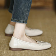 Women's Round Toe Leather Loafers (Off-White [Upgraded) – Shop at OWNLUXE