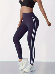 High-Waist Striped Yoga Leggings | OWNLUXE