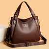 Structured Leather Top-Handle Large-Capacity Crossbody Bag | OWNLUXE