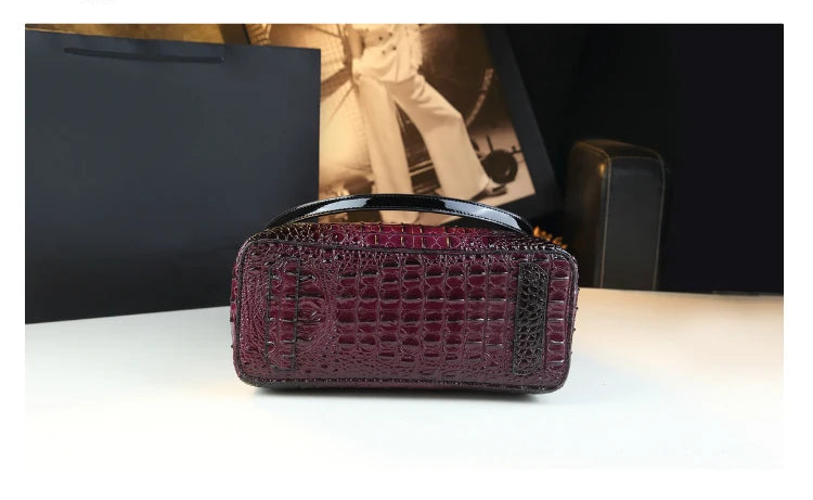 Genuine Leather Crocodile Print Tote - 2025 Trend Bucket Bag