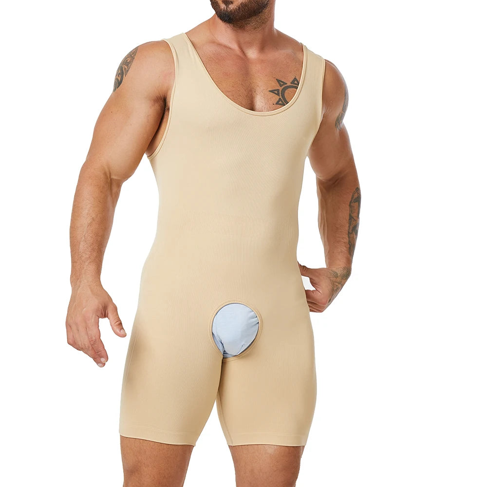 Seamless Men’s Full Body Shaper Bodysuit for Tummy Control