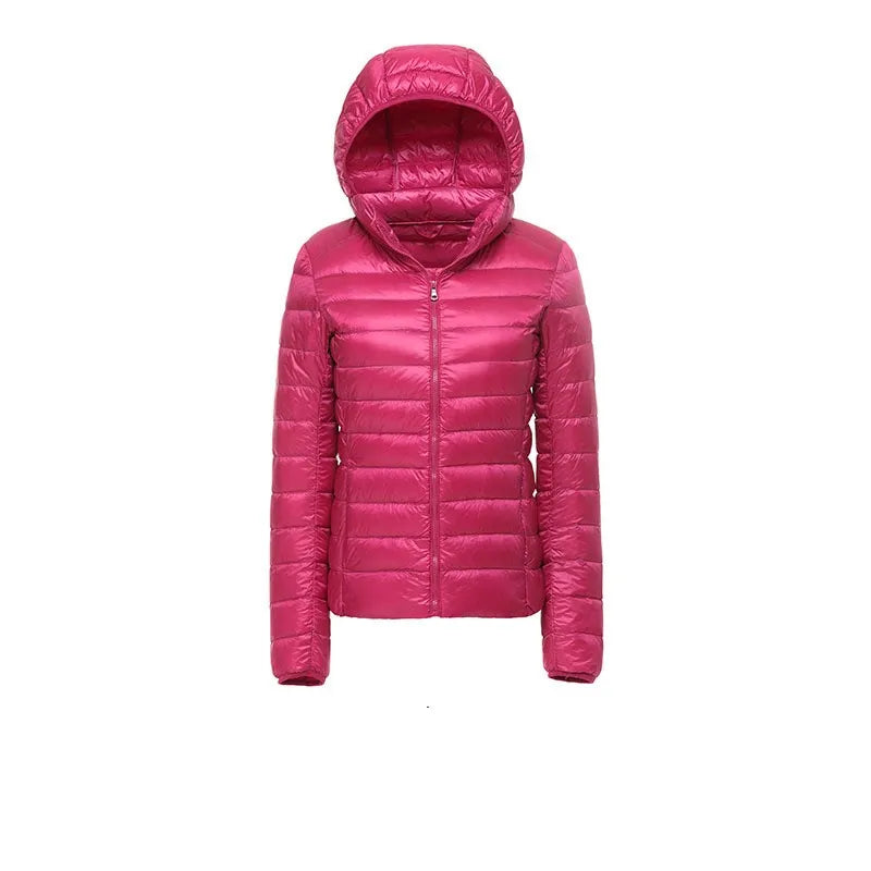 Women Hooded Short Puffer Jackets Arrivals 90 White Duck | OWNLUXE