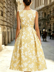 Floral Print Short-Sleeve A-Line Dress | OWNLUXE