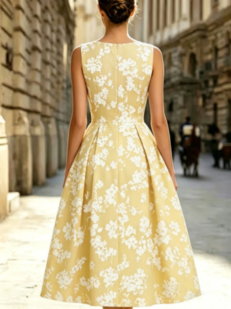 Women's Short Sleeve Round Neck Floral Dress | OWNLUXE