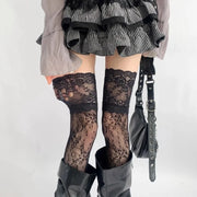 Red Lace Thigh-High Stockings | OWNLUXE