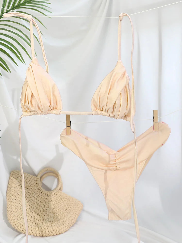 Solid Folds Bikini Set | OWNLUXE