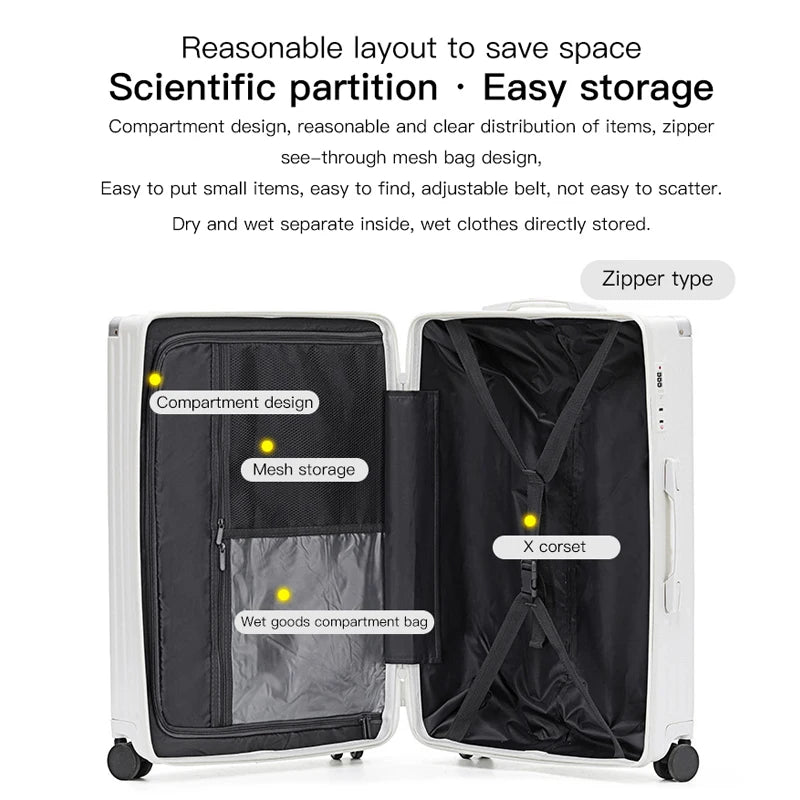 Carry On Luggage with Cup, Phone Holder and USB – Hard Shell Spinner Suitcase