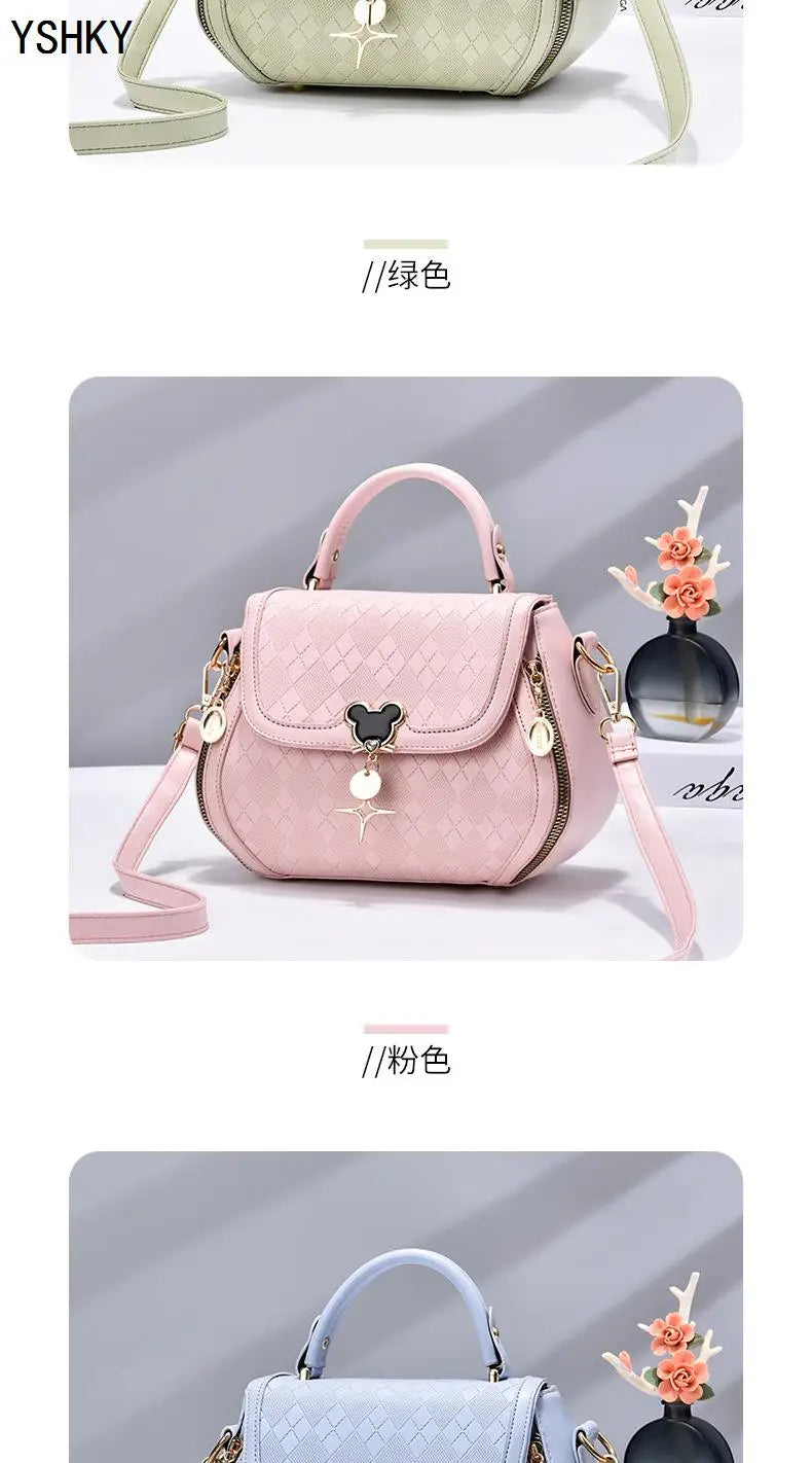 Genuine Leather Tote Bag - Bow Detail Bucket Bag