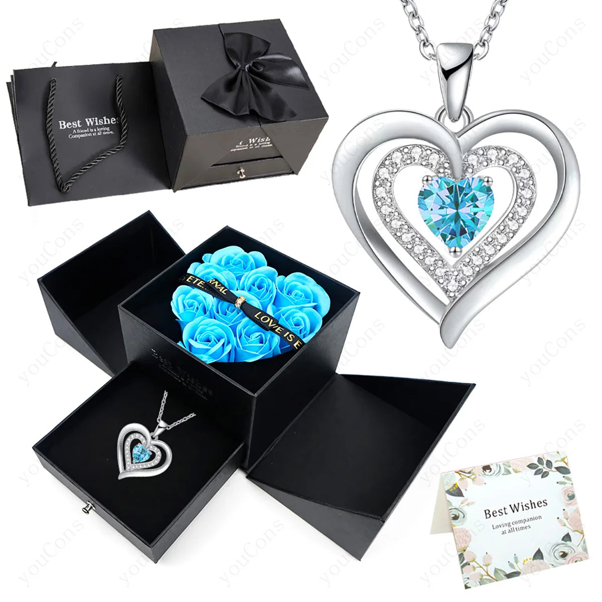 Heart Zircon Pendant Necklace – Comes in Rose Bow Gift Box | OWNLUXE