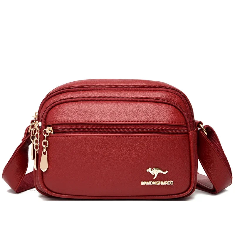 Multi-Pocket Soft Leather Crossbody Bag - Adjustable Shoulder Messenger | OWNLUXE