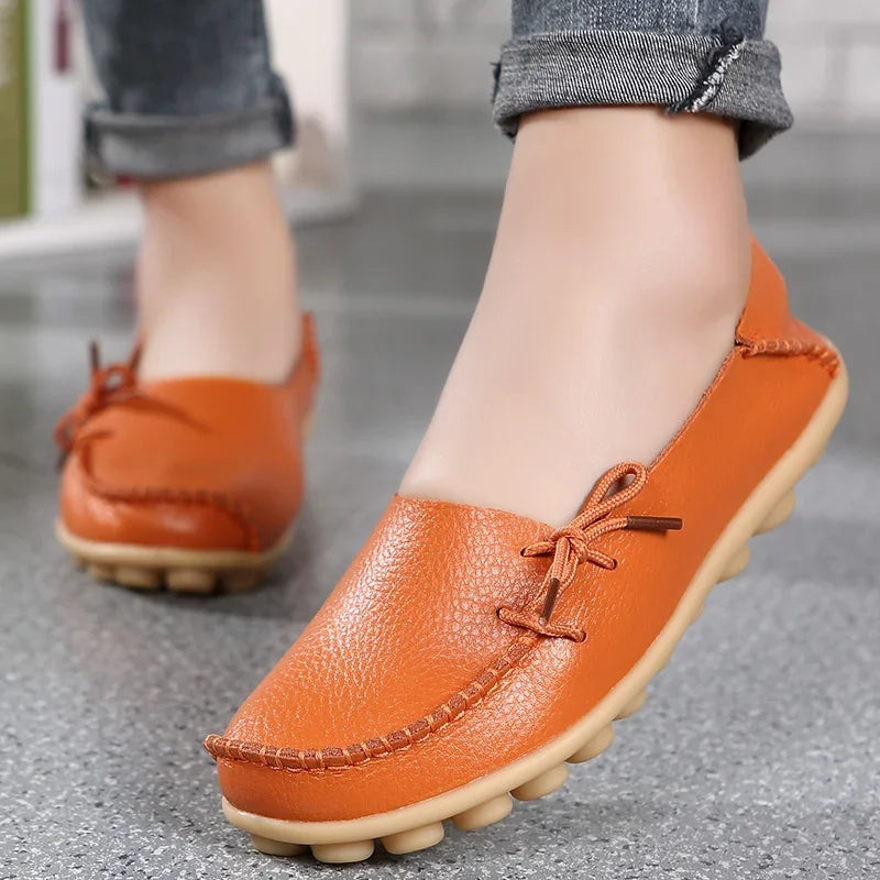 Women's Leather Plus-Size Loafers (Khaki) – Shop at OWNLUXE