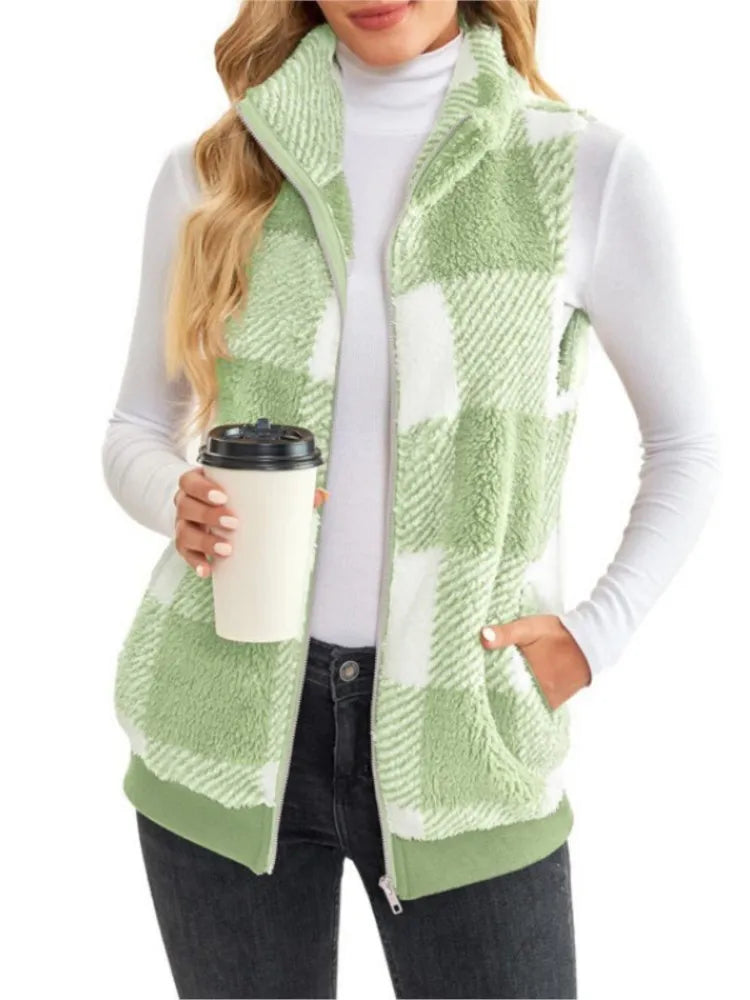 Women's Sleeveless Plaid Coat | OWNLUXE
