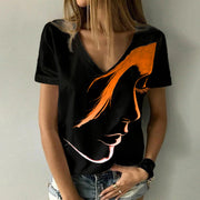 Digital Print V-Neck T-Shirt – Lightweight Summer Tee