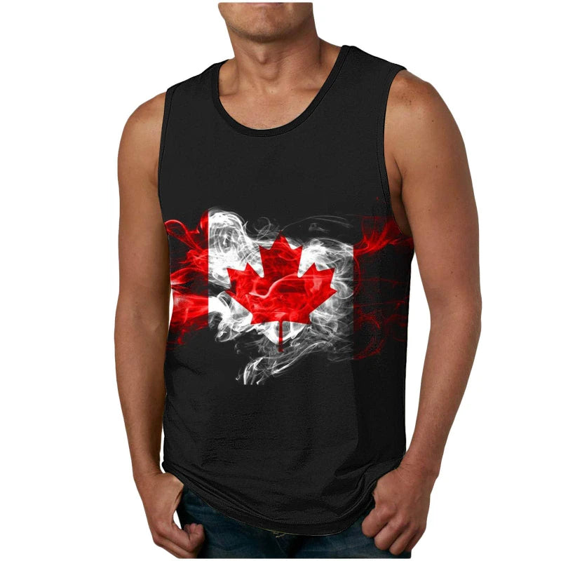 Canada Flag 3D Gym Tank Top – Quick-Dry Fitness Vest