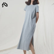 Short-Sleeve Cotton Midi Dress | OWNLUXE
