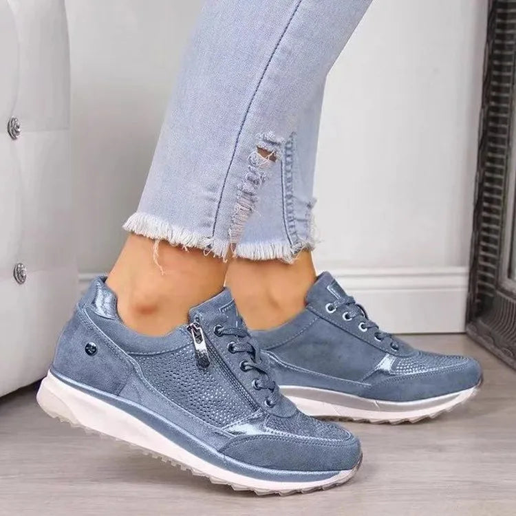 Summer Sneakers Women Solid Color Lace-up Versatile Heels | OWNLUXE