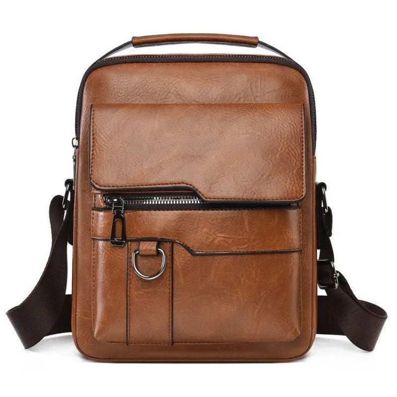 Women's Genuine Leather Flap Bag with Laptop Sleeve