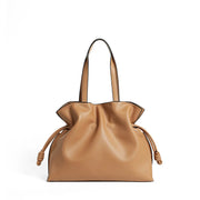 Cowhide Leather Pleated Bucket Bag | OWNLUXE