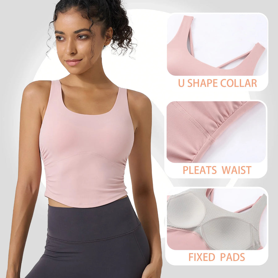 Cross-Back Nylon Sports Bra (Black) | OWNLUXE