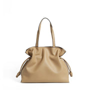 Cowhide Leather Pleated Bucket Bag | OWNLUXE