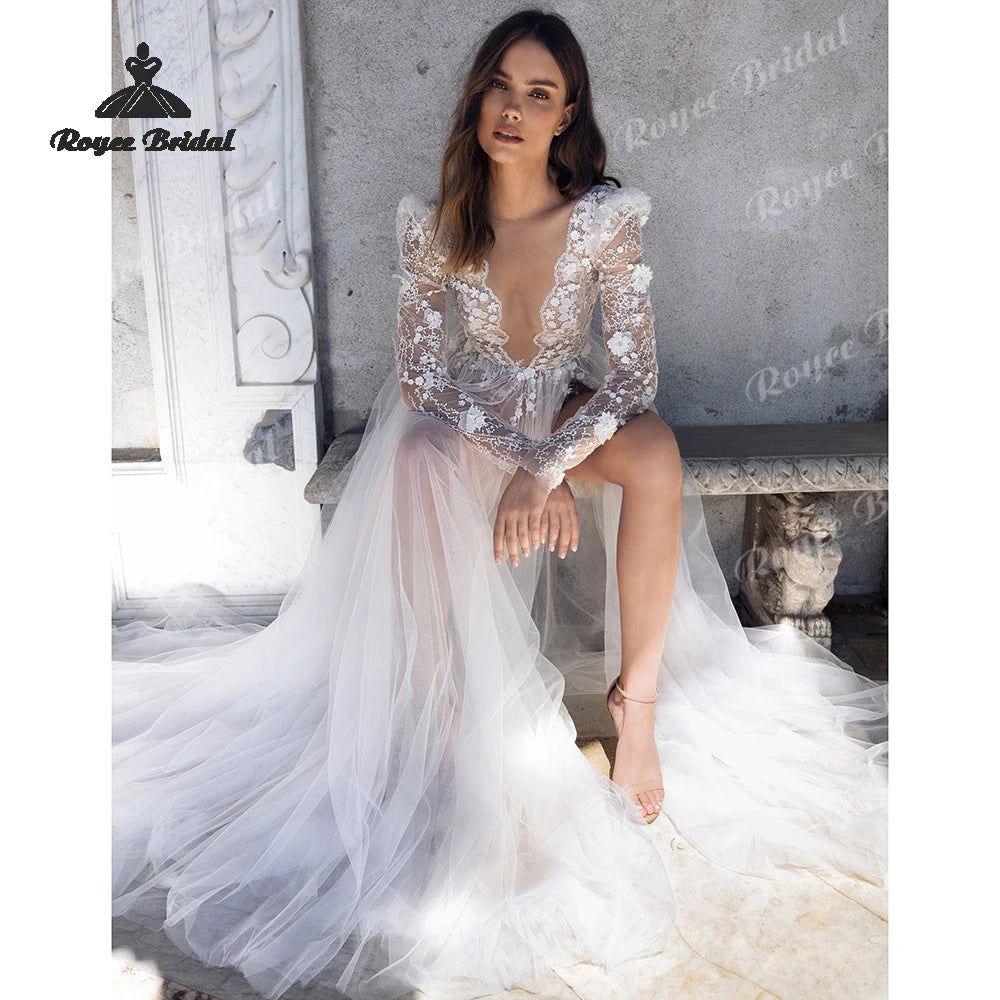 A-Line V-Neck Backless Sheer Dress | OWNLUXE