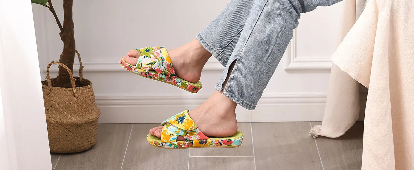 Women’s Waffle Cotton House Slippers with Arch Support