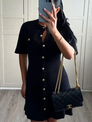 Women's High Waist Short Sleeve Knit Dress | OWNLUXE