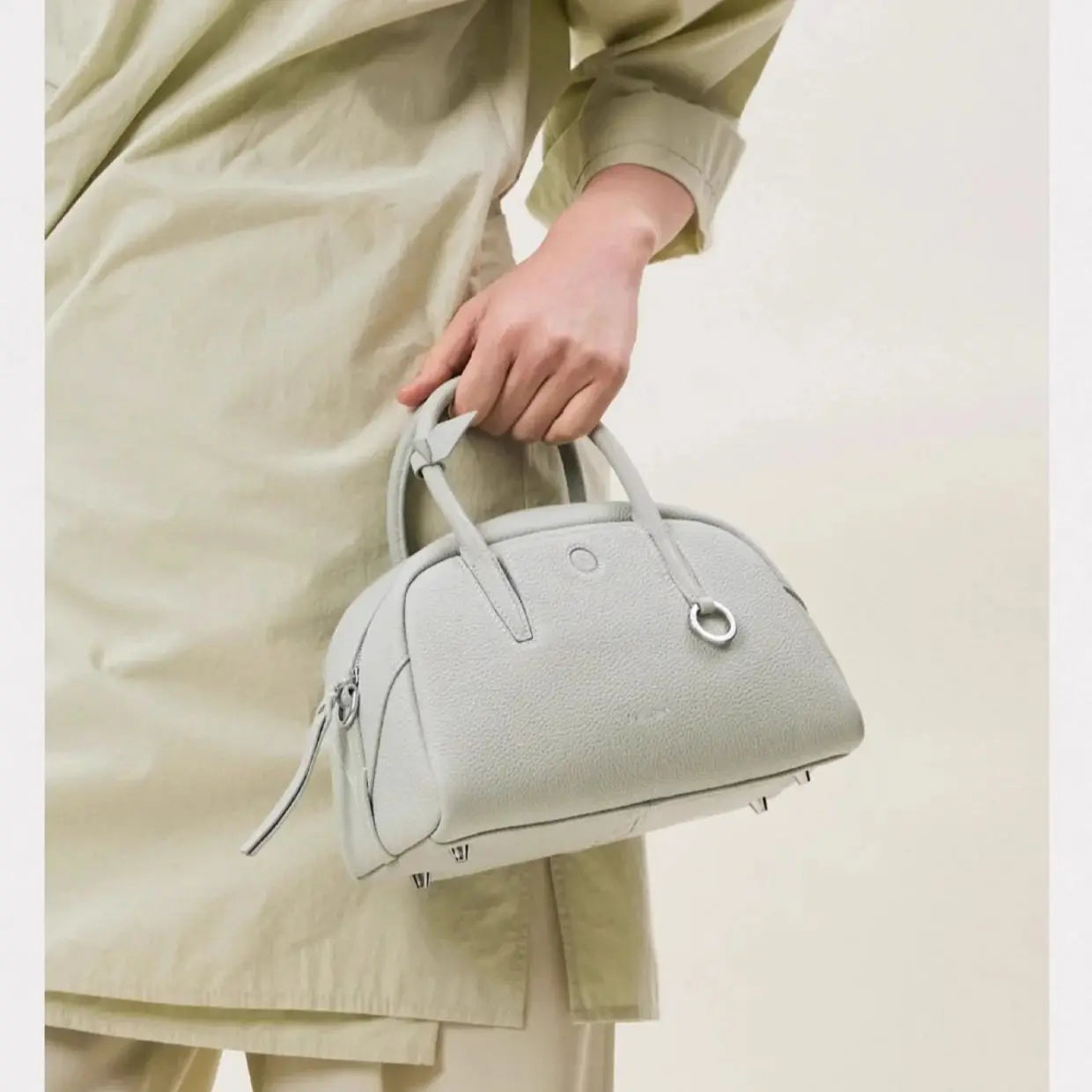 Split Leather Boston Bowling Bag - Compact Travel Crossbody Shoulder Bag | OWNLUXE