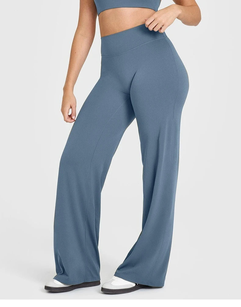 Women's Straight Leg Yoga Pants - Ultra Soft Mid-Waist Sports Trousers