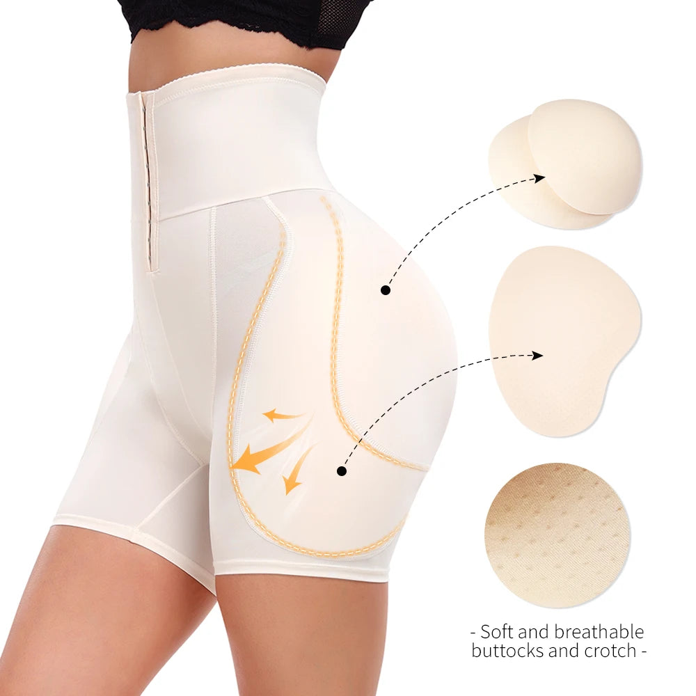 High Waist Compression Belly Shorts with Hooks - Padded Hip Enhancer | OWNLUXE