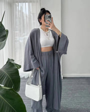 Longline Wide-Leg Pant Set - High Waist Two-Piece for Women