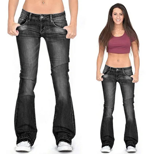 Women's Mid-Rise Slim Jeans – Distressed Denim | OWNLUXE