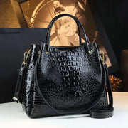 Genuine Leather Crocodile Print Tote - 2025 Trend Bucket Bag