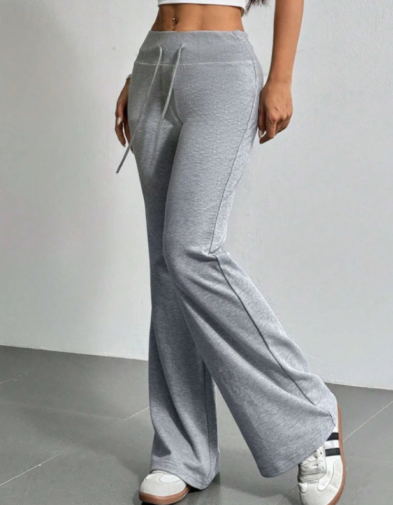 Women's Drawstring Bell-Bottom Pants - High Waist Flare Pants