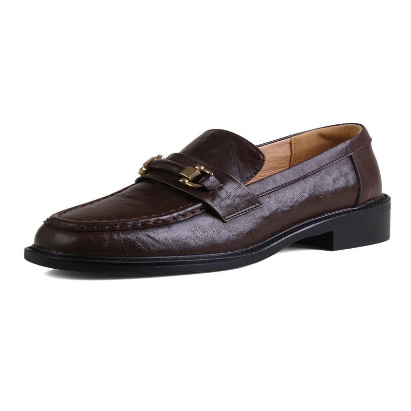 Women's Square Toe Leather Vintage Loafers – Shop at OWNLUXE