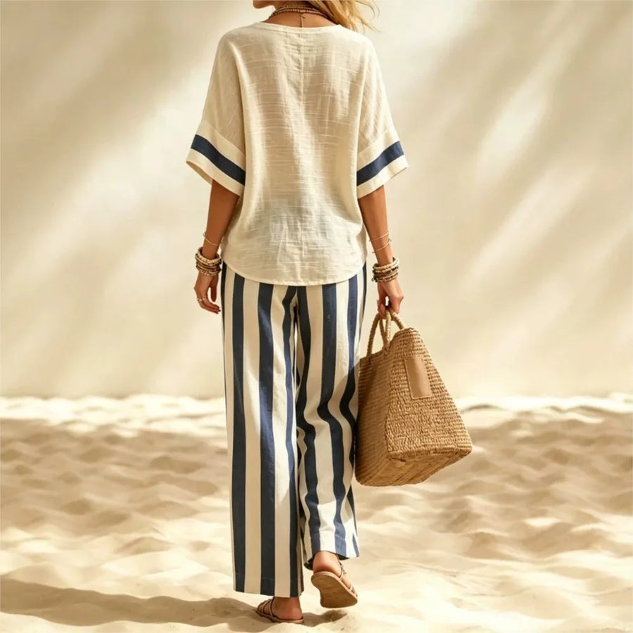 Women's Wide Leg Striped Pants | OWNLUXE
